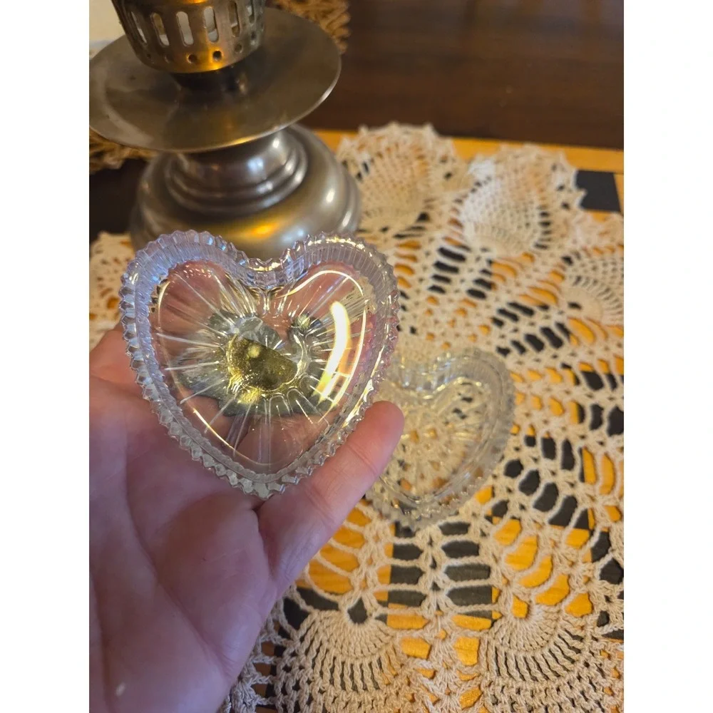 vintage depression glass swan trinket box